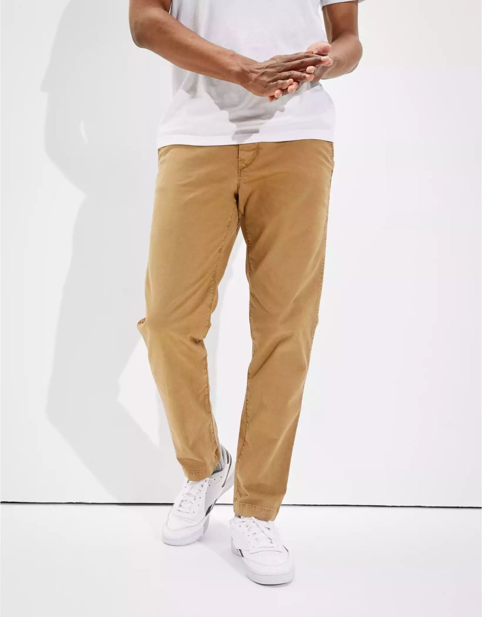 Pantalon American Eagle AE Flex Slim Droit Khaki Kaki Homme | TCH-70689567